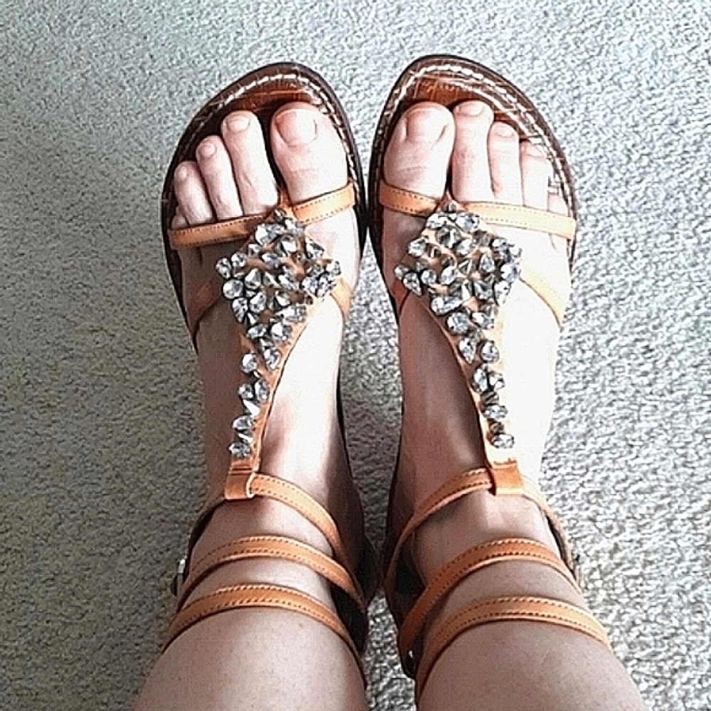 SAM EDELMAN Gorgeous Bohemian Strappy Leather Sandals, Rhinestone & Stud Details